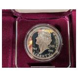 1993 Thomas Jefferson 250th Anniversary Proof Silver Dollar With Box & Coa