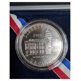 2001 Capitol Visitor Center Silver Dollar With Box & Coa