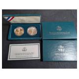 1999 Yellowstone National Park Silver Dollar 2-coin Set With Box & Coa