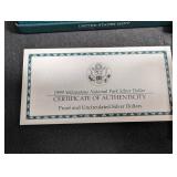 1999 Yellowstone National Park Silver Dollar 2-coin Set With Box & Coa