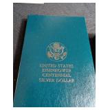 1990 Eisenhower Centennial Silver Dollar 90% Silver With Box & Coa