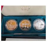 1994 U.s. Veterans Commemorative Silver Dollars Three-Coin Proof Set