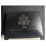 1998 United States Mint Premier Silver Proof Set With Box & Card