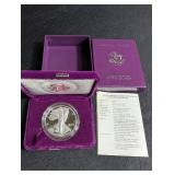 1991 American Silver Eagle Proof Dollar Coin With Case & Coa