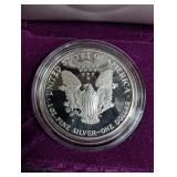 1991 American Silver Eagle Proof Dollar Coin With Case & Coa