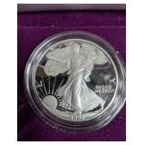 1991 American Silver Eagle Proof Dollar Coin With Case & Coa