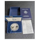 1999 Proof Silver American Eagle One Dollar Coin With Box & Coa