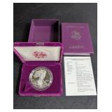 1992 Silver American Eagle Proof Dollar Coin in Case With Certificate