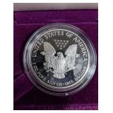 1992 Silver American Eagle Proof Dollar Coin in Case With Certificate