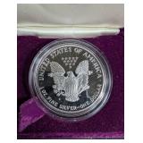 1989 Silver American Eagle Proof Dollar With Case & Booklet