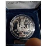 2000 Leif Ericson Millennium Commemorative Proof Silver Dollar With Box & Coa