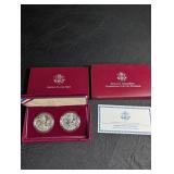 1999 Dolley Madison Commemorative Silver Dollars (Lot of 2) With Box & Coa