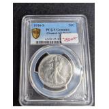 1916-s Walking Liberty Half Dollar Pcgs Genuine Cleaned Au Detail