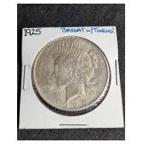 1925 Peace Silver Dollar Bright With Toning