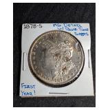 1878-s Morgan Silver Dollar Ms Detail Blue Tone Spots