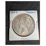 1927-d Peace Silver Dollar in Holder