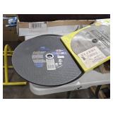 Lot of (10) Chop Saw Blades for Metal - Norton Steel Cutting 14" x 7/65" x 1", Avanti OSB/Plywood 10" 200 Tooth