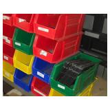 Lot of (40) Plastic Stackable Storage Bins 5 1/2" x 11" x 4 1/2"