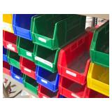 Lot of (40) Plastic Stackable Storage Bins 5 1/2" x 11" x 4 1/2"