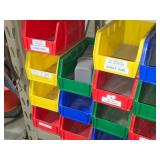 Lot of (40) Plastic Stackable Storage Bins 5 1/2" x 11" x 4 1/2"