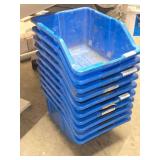 Lot of (10) Plastic Stackable Storage Bins 10" x 14" x 7"
