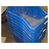 Lot of (10) Plastic Stackable Storage Bins 10" x 14" x 7"