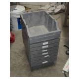 Lot of (9) Plastic Stackable Storage Bins 10 1/2" x 14" x 6 1/2"