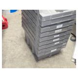 Lot of (9) Plastic Stackable Storage Bins 10 1/2" x 14" x 6 1/2"