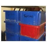Lot of (24) Plastic Stackable Storage Bins (21) 7-1/2" x 11" x 5" + (3) Various Sizes