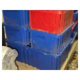 Lot of (24) Plastic Stackable Storage Bins (21) 7-1/2" x 11" x 5" + (3) Various Sizes