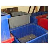Lot of (24) Plastic Stackable Storage Bins (21) 7-1/2" x 11" x 5" + (3) Various Sizes