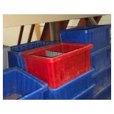 Lot of (24) Plastic Stackable Storage Bins (21) 7-1/2" x 11" x 5" + (3) Various Sizes