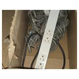Lot of (1 Shelf) Power Cords, Adapters, Power Strips (assorted)