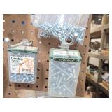 Pegboard Wall Lot - Wiring Spacer Shim, Screws, Nuts, Assorted Machine Screws, Dottie Ground Screw, Wall Plates, Heat Shrink UF Splice Kit, Misc. Hardware