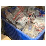 Lot of (1 Bin) Commercial Electrical Supplies - Wiremold Ratchet-Pro PVC Outlet Box Adjusting Ring, Wiremold 7 Digit #1008009, Straps, Wiremold On Wall PVC Outlet Kit and more
