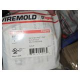 Lot of (1 Bin) Commercial Electrical Supplies - Wiremold Ratchet-Pro PVC Outlet Box Adjusting Ring, Wiremold 7 Digit #1008009, Straps, Wiremold On Wall PVC Outlet Kit and more