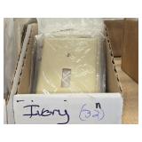 Lot of (62) Plates - Single Switch Wall Plate (x32), 3 and 4-gang Switch Plates (x8), 2-gang Blank Plates (x22) - All Ivory
