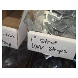 Lot of (1 Shelf) Hardwares, Strut Straps, Nail In Straps, Screw Clamps, 1 Hole and 2 Hole EMT Strap,  (assorted)