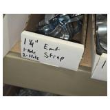 Lot of (1 Shelf) Hardwares, Strut Straps, Nail In Straps, Screw Clamps, 1 Hole and 2 Hole EMT Strap,  (assorted)