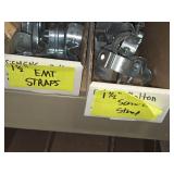 Lot of (1 Shelf) Hardwares, Strut Straps, Nail In Straps, Screw Clamps, 1 Hole and 2 Hole EMT Strap,  (assorted)