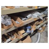 Lot of (2 Shelf) Hardwares, Metal Elbow Tubes, Lock Nuts (assorted)