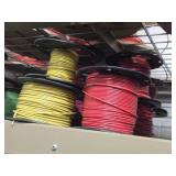 Lot of (12 Partial Spools) 14GA Wire (red, blue, purple, yellow)