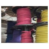Lot of (12 Partial Spools) 14GA Wire (red, blue, purple, yellow)