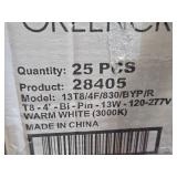 Lot of (1 Box) Green Creative Lamps 13T8/4F/830/BYP/R T8 Bi-Pin 13W 120-277V Warm White (3000K) #28405 25-count ( 25 total items )