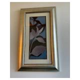 Signed Botanical Wall Art Print Framed Contemporary Floral 18x29