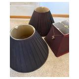 Lot of 3 Fabric Lampshades Pleated Empire & Square Bell Shades
