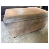Taupe Upholstered Storage Ottoman Bench 31 in Microsuede Stained