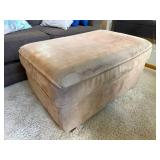 Taupe Upholstered Storage Ottoman Bench 31 in Microsuede Stained