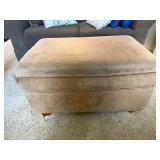 Taupe Upholstered Storage Ottoman Bench 31 in Microsuede Stained