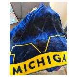 University of Michigan Fleece Blanket Throw Lot of 2 Plaid Blue Yellow